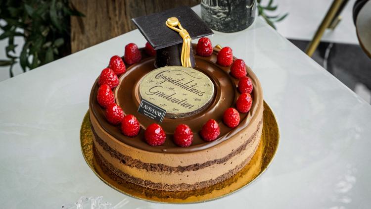 Chocolate Mousse Cake with Graduation Hat