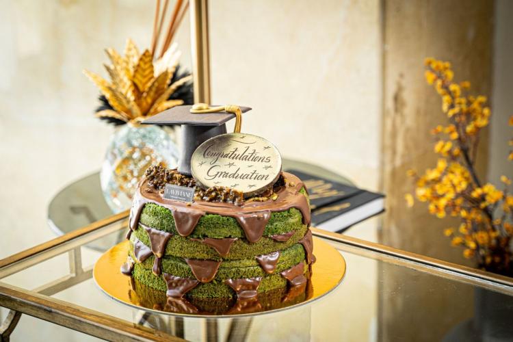 Pistachio Nutella Cake with Graduation Hat