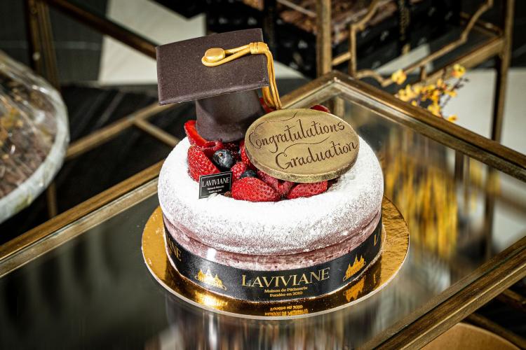 Red Velvet Volcano Cake with Graduation Hat