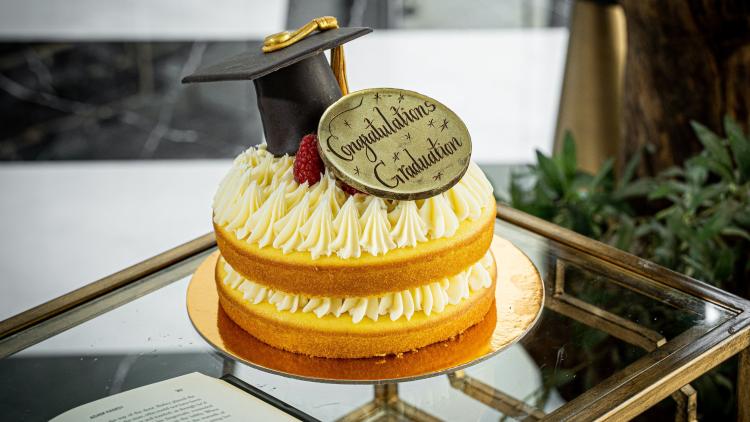 Lemon Cake with Graduation Hat